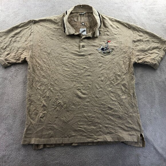 Vintage Warner Bros Men Mr. Golf Guru Polo Shirt Medium Short Sleeve Tan Classic - Picture 10 of 11